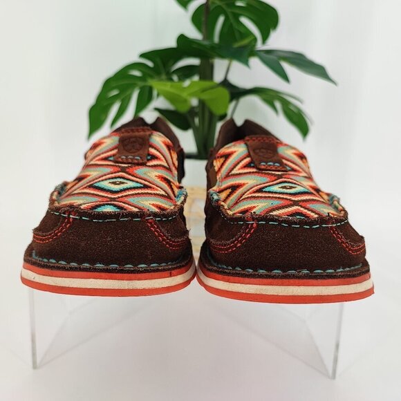 Ariat Woman's Cruiser Palm Brown Serape Leather Slip On Shoes Size 7 - Picture 2 of 8